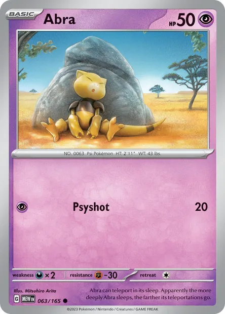 Abra, Pokémon card MEW 063 — 151 set