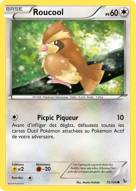 Roucool, carte Pokémon FLF 75 — extension Étincelles
