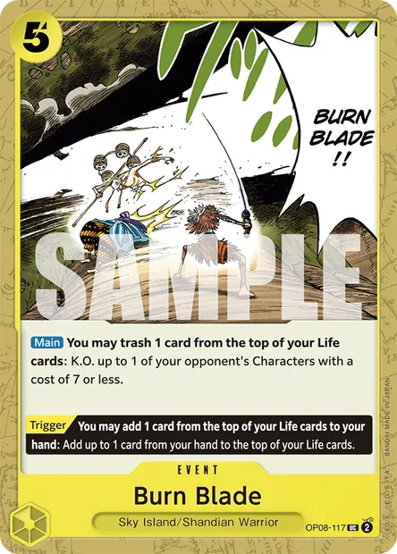 Burn Blade, One Piece card OP08-117 — TWO LEGENDS set