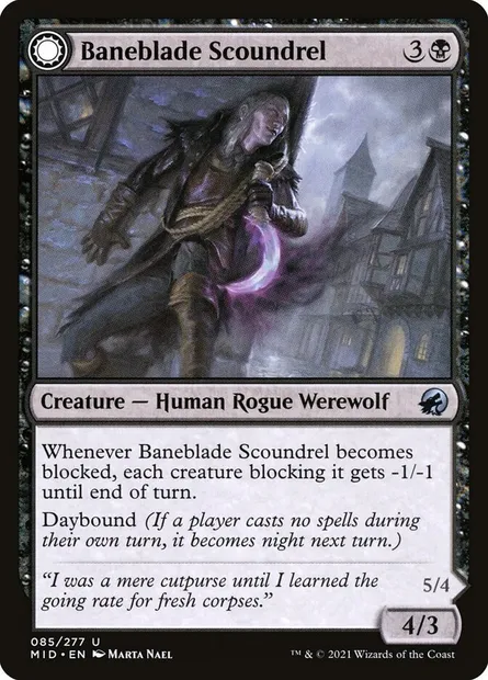 Baneblade Scoundrel // Baneclaw Marauder, Magic card MID 85 — Innistrad: Midnight Hunt set