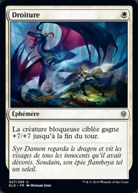 Droiture, carte Magic ELD 27 — extension Throne of Eldraine