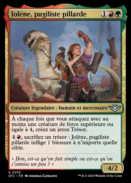 Jolène, pugiliste pillarde, carte Magic OTJ 210 — extension Outlaws of Thunder Junction