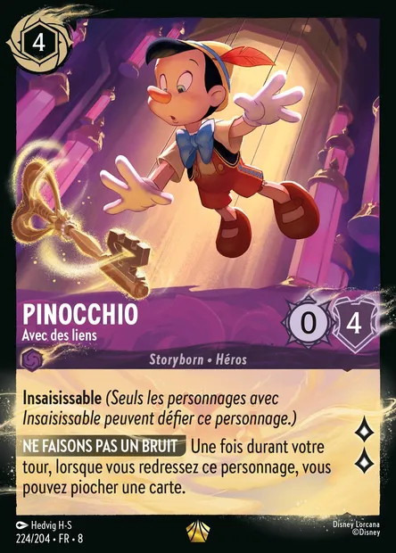 Pinocchio - Avec des liens, carte Disney Lorcana CH8-224 — extension Le Règne de Jafar