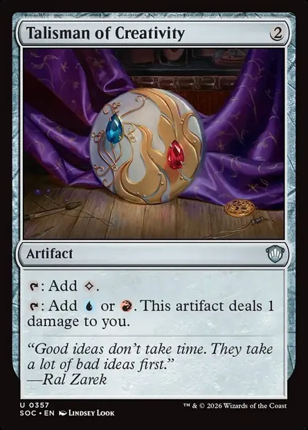 Talisman of Creativity, Magic card SOC 357 — Secrets of Strixhaven Commander set