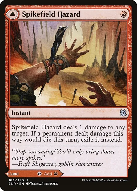 Spikefield Hazard // Spikefield Cave, Magic card ZNR 166 — Zendikar Rising set