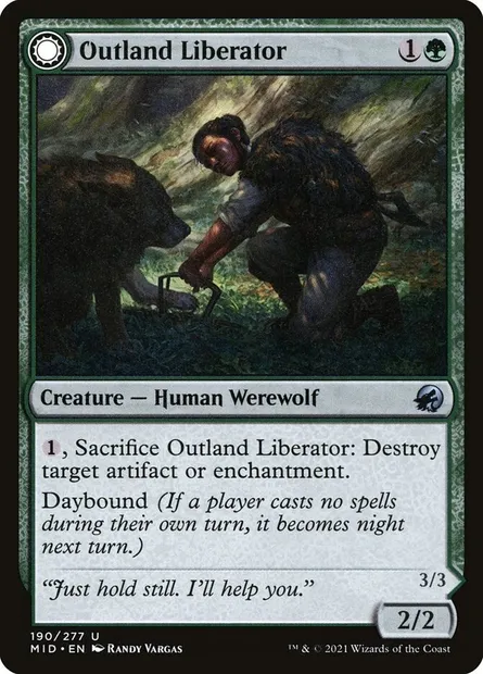Outland Liberator // Frenzied Trapbreaker, Magic card MID 190 — Innistrad: Midnight Hunt set