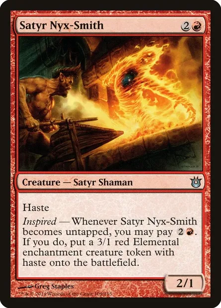 Satyr Nyx-Smith, Magic card BNG 109 — Born of the Gods set