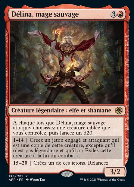 Délina, mage sauvage, carte Magic AFR 138 — extension Forgotten Realms: Aventures dans les Royaumes Oubliés