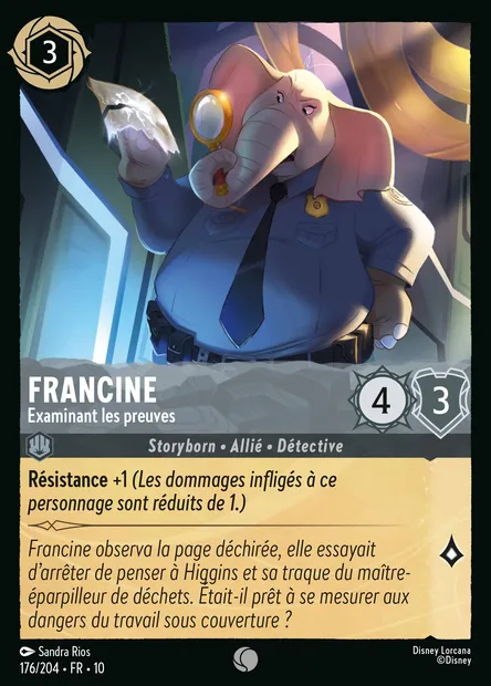 Francine - Examinant les preuves, carte Disney Lorcana CH10-176 — extension Lueurs dans les Profondeurs