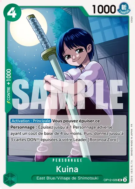 Kuina, carte One Piece OP12-026 — extension L'HÉRITAGE DU MAÎTRE