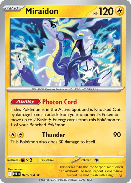 Miraidon, Pokémon card PBL 028 — Pitch Black set