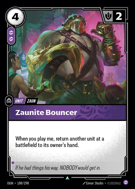Zaunite Bouncer, Riftbound card OGN 188 — Origins set