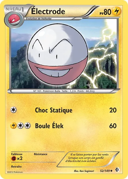 Électrode, carte Pokémon BCR 52 — extension Frontières Franchies