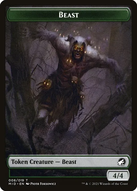 Beast, carte Magic TMID 8 — extension Innistrad: Midnight Hunt Tokens