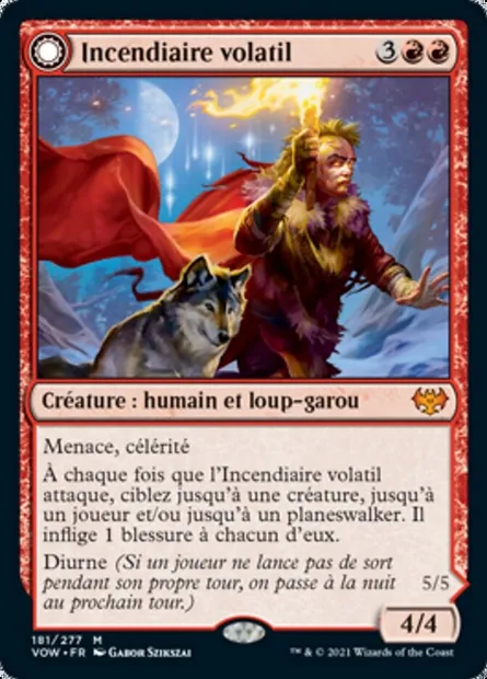 Incendiaire volatil // Anarchiste Noiresouche, carte Magic VOW 181 — extension Innistrad : noce écarlate