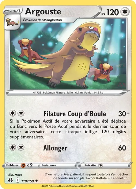 Argouste, carte Pokémon CRZ 118 — extension Zénith Suprême