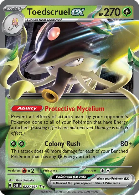 Toedscruel ex, Pokémon card OBF 022 — Obsidian Flames set