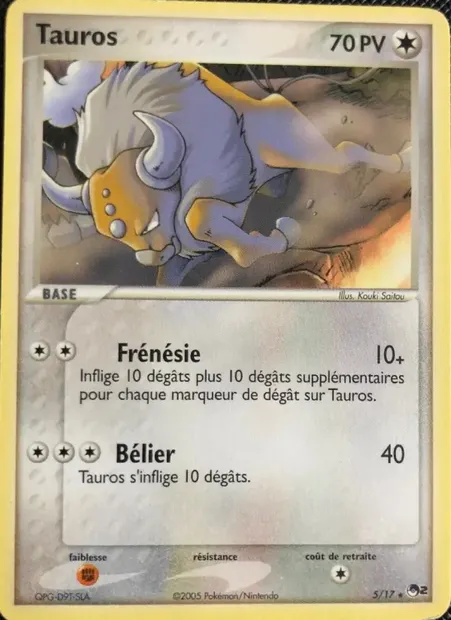 Tauros, carte Pokémon P2 5 — extension POP Série 2