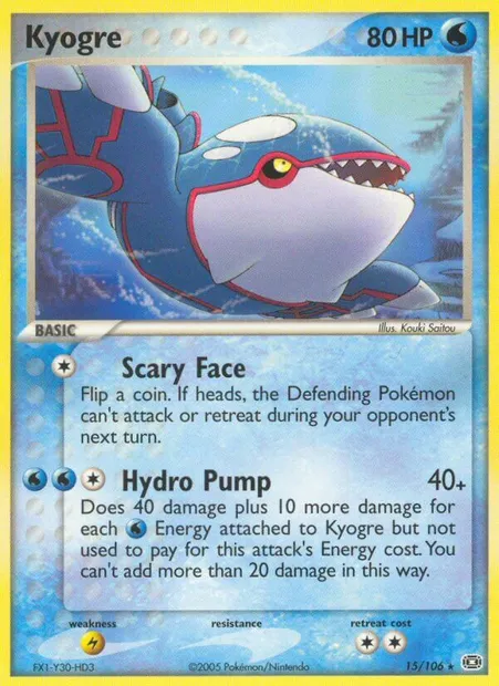 Kyogre, Pokémon card EM 15 — Emerald set