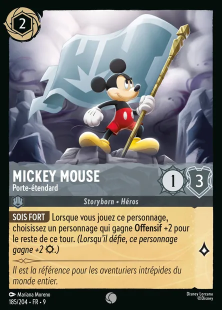 Mickey Mouse - Porte-étendard, carte Disney Lorcana CH9-185 — extension Fabuleux