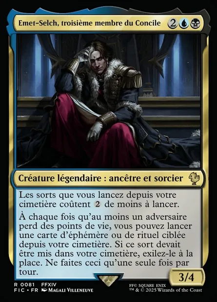 Emet-Selch, troisième membre du Concile, carte Magic FIC 81 — extension Final Fantasy Commander