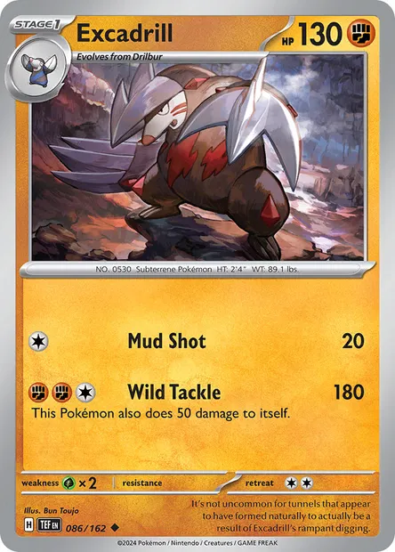 Excadrill, Pokémon card TEF 086 — Temporal Forces set