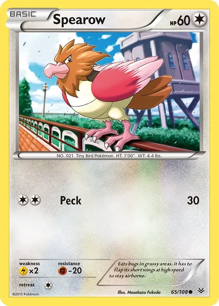 Spearow, Pokémon card ROS 65 — Roaring Skies set
