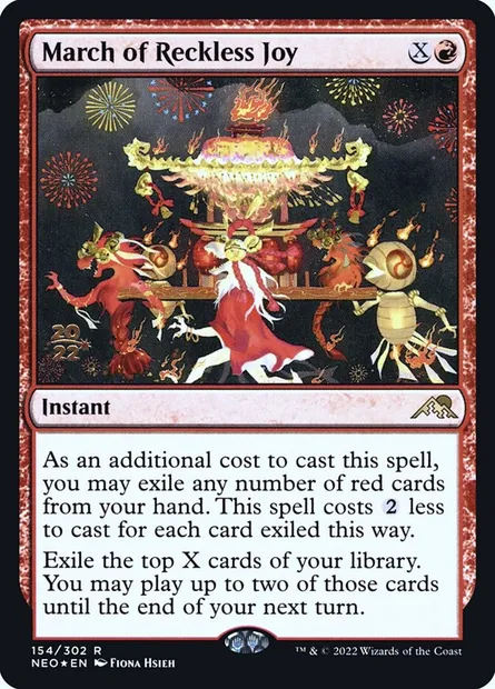 March of Reckless Joy, Magic card PNEO 154s — Kamigawa: Neon Dynasty Promos set