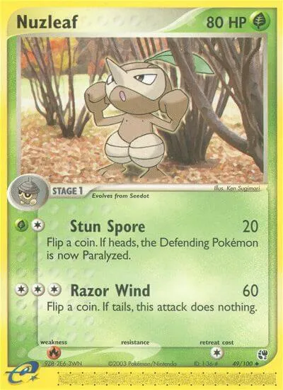 Nuzleaf, Pokémon card SS 49 — Sandstorm set