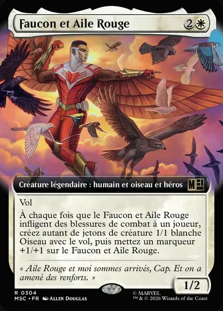 Faucon et Aile Rouge, carte Magic MSC 304 — extension Marvel Super Heroes Commander