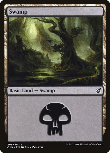 Swamp, Magic card C19 296 — Commander 2019 set