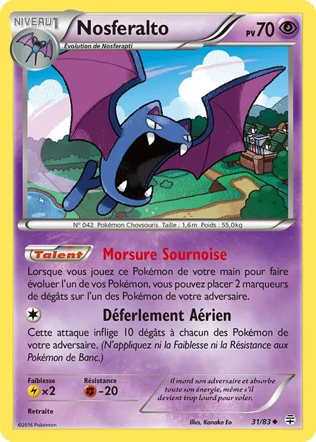 Nosferalto, carte Pokémon GEN 31 — extension Générations