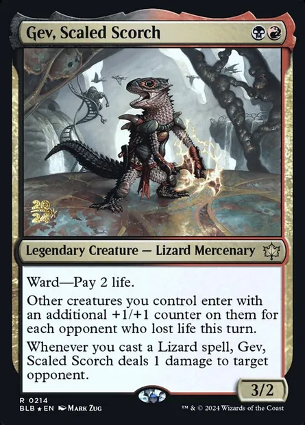 Gev, Scaled Scorch, Magic card PBLB 214s — Bloomburrow Promos set