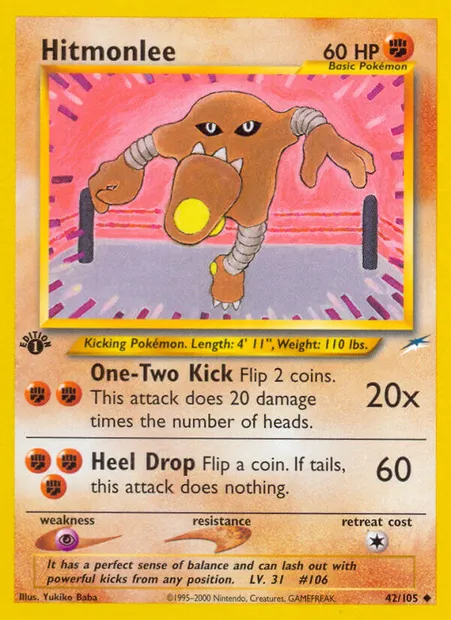 Hitmonlee, Pokémon card NDE 42 — Neo Destiny set