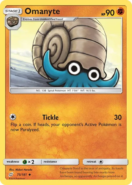 Omanyte, Pokémon card TEU 75 — Team Up set