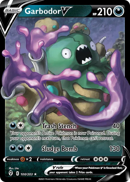 Garbodor V, Pokémon card EVS 100 — Evolving Skies set