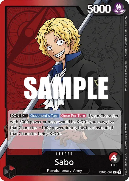 Sabo, One Piece card OP05-001 — AWAKENING OF THE NEW ERA set