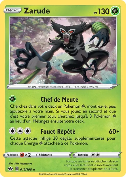 Zarude, carte Pokémon CRE 19 — extension Règne de Glace