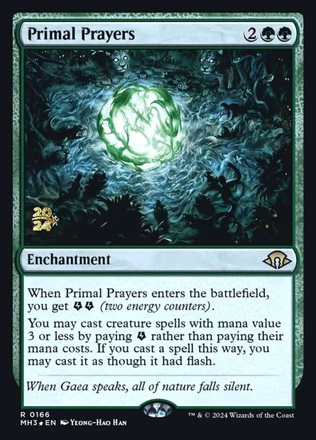 Prières primordiales, carte Magic PMH3 166s — extension Modern Horizons 3 Promos