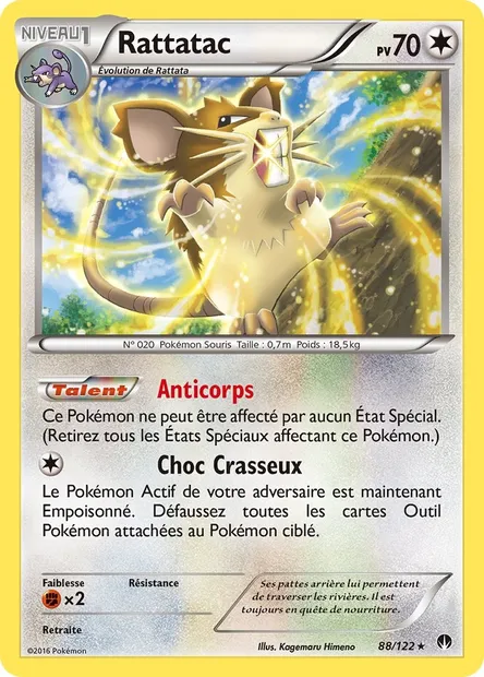 Rattatac, carte Pokémon BKP 88 — extension Rupture Turbo