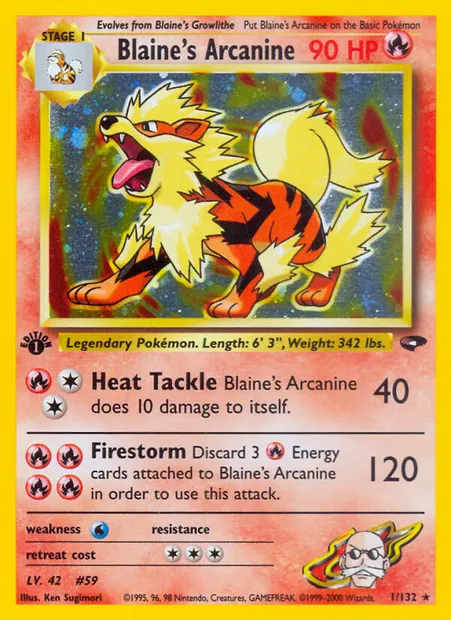 Blaine's Arcanine, Pokémon card GC 1 — Gym Challenge set