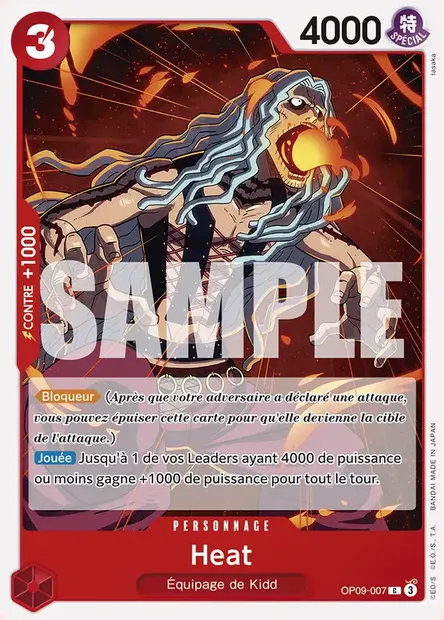 Heat, carte One Piece OP09-007 — extension LES NOUVEAUX EMPEREURS