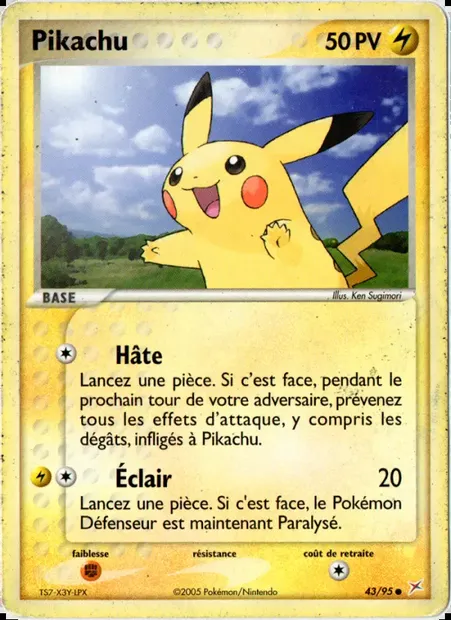 Pikachu, carte Pokémon MA 43 — extension EX Team Magma vs Team Aqua