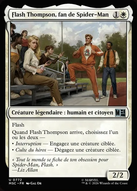 Flash Thompson, fan de Spider-Man, carte Magic MSC 772 — extension Marvel Super Heroes Commander