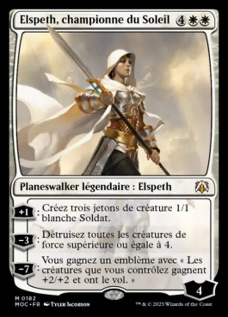 Elspeth, championne du Soleil, carte Magic MOC 182 — extension March of the Machine Commander