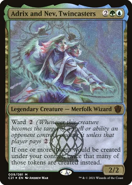 Adrix and Nev, Twincasters, Magic card OC21 9 — Commander 2021 Display Commanders set