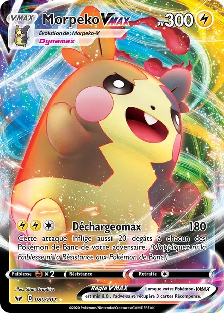 Morpeko VMAX, carte Pokémon SSH 80 — extension Épée et Bouclier