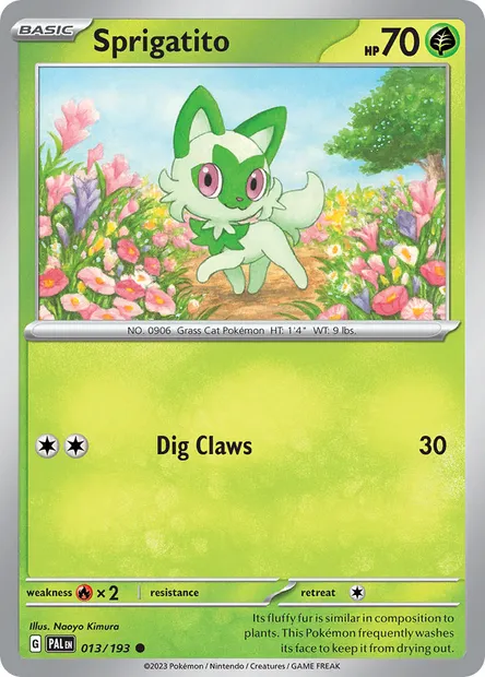 Sprigatito, Pokémon card PAL 013 — Paldea Evolved set