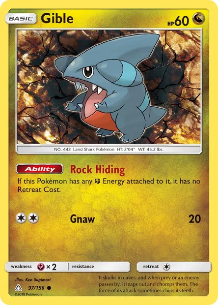 Gible, Pokémon card UPR 97 — Ultra Prism set