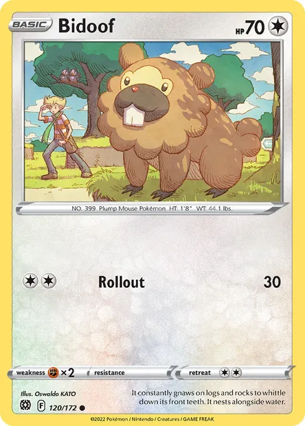 Bidoof, Pokémon card BRS 120 — Brilliant Stars set